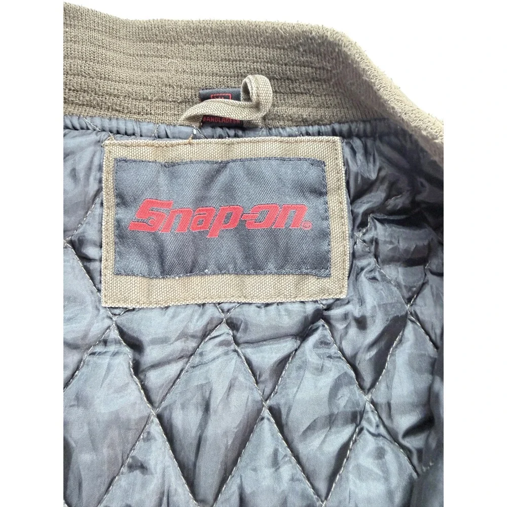Snap-on Canvas Quilted Bomber Work‎ Jacket Mens Large Brown